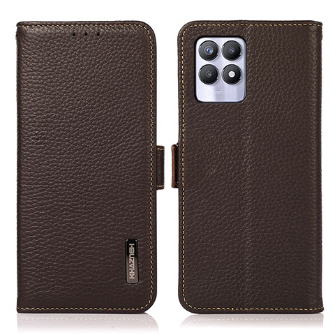 Coque Portefeuille Livre Cuir Etui Clapet B03H pour Realme 8i Marron