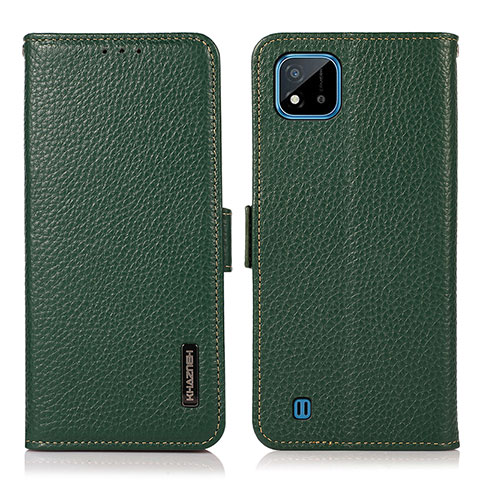 Coque Portefeuille Livre Cuir Etui Clapet B03H pour Realme C11 (2021) Vert