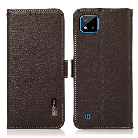 Coque Portefeuille Livre Cuir Etui Clapet B03H pour Realme C20 Marron