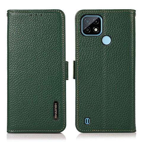 Coque Portefeuille Livre Cuir Etui Clapet B03H pour Realme C21 Vert