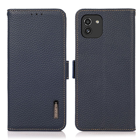 Coque Portefeuille Livre Cuir Etui Clapet B03H pour Samsung Galaxy A03 Bleu