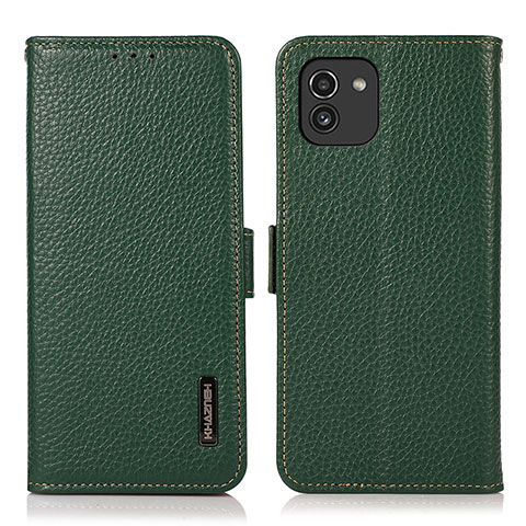 Coque Portefeuille Livre Cuir Etui Clapet B03H pour Samsung Galaxy A03 Vert