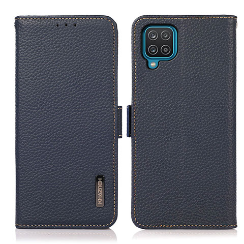 Coque Portefeuille Livre Cuir Etui Clapet B03H pour Samsung Galaxy F12 Bleu