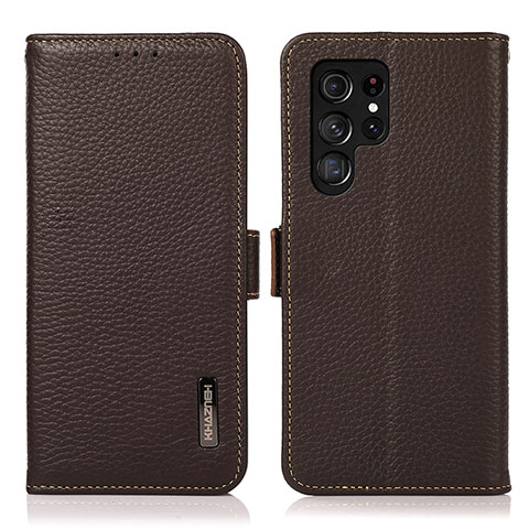 Coque Portefeuille Livre Cuir Etui Clapet B03H pour Samsung Galaxy S21 Ultra 5G Marron