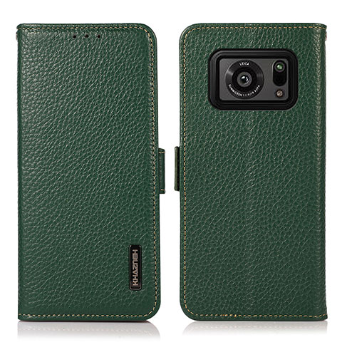 Coque Portefeuille Livre Cuir Etui Clapet B03H pour Sharp Aquos R6 Vert