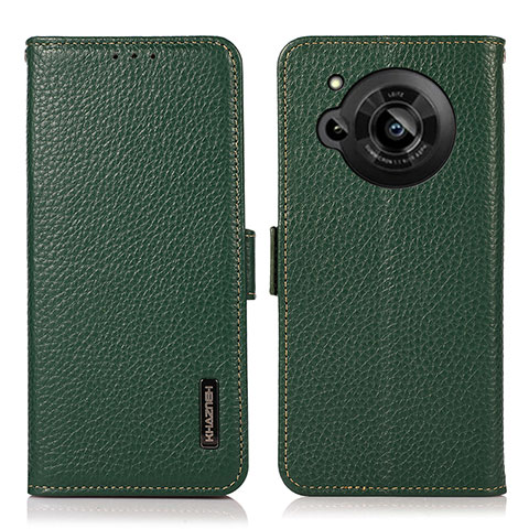 Coque Portefeuille Livre Cuir Etui Clapet B03H pour Sharp Aquos R7s Vert