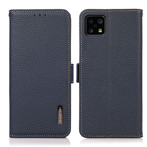 Coque Portefeuille Livre Cuir Etui Clapet B03H pour Sharp Aquos Sense4 Basic Bleu