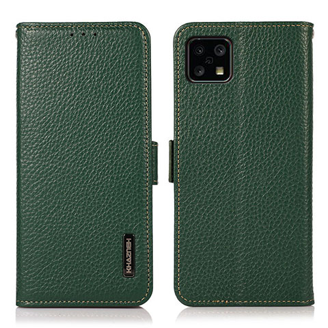 Coque Portefeuille Livre Cuir Etui Clapet B03H pour Sharp Aquos Sense4 Vert