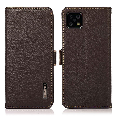 Coque Portefeuille Livre Cuir Etui Clapet B03H pour Sharp Aquos Sense5G Marron