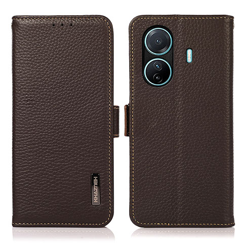 Coque Portefeuille Livre Cuir Etui Clapet B03H pour Vivo T1 Pro 5G Marron