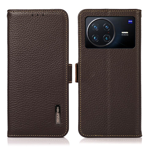 Coque Portefeuille Livre Cuir Etui Clapet B03H pour Vivo X Note Marron