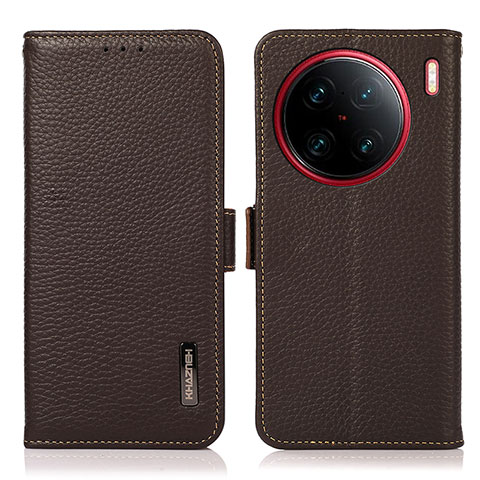 Coque Portefeuille Livre Cuir Etui Clapet B03H pour Vivo X90 Pro 5G Marron