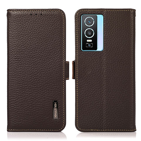 Coque Portefeuille Livre Cuir Etui Clapet B03H pour Vivo Y74s 5G Marron