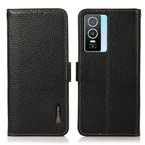 Coque Portefeuille Livre Cuir Etui Clapet B03H pour Vivo Y76s 5G Noir