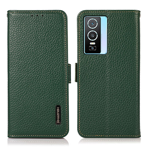 Coque Portefeuille Livre Cuir Etui Clapet B03H pour Vivo Y76s 5G Vert