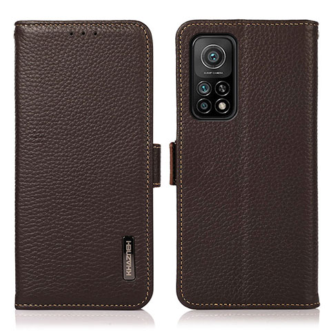 Coque Portefeuille Livre Cuir Etui Clapet B03H pour Xiaomi Mi 10T 5G Marron