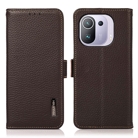 Coque Portefeuille Livre Cuir Etui Clapet B03H pour Xiaomi Mi 11 Pro 5G Marron