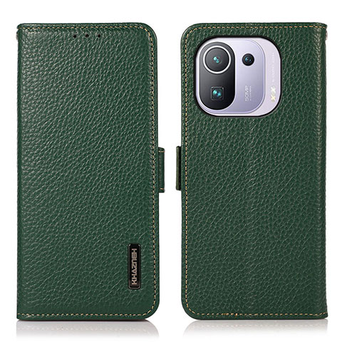 Coque Portefeuille Livre Cuir Etui Clapet B03H pour Xiaomi Mi 11 Pro 5G Vert