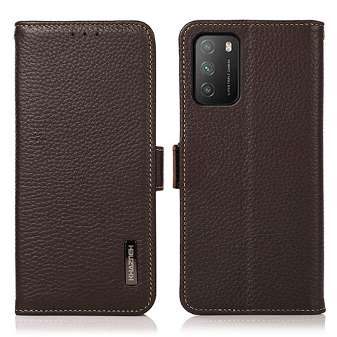 Coque Portefeuille Livre Cuir Etui Clapet B03H pour Xiaomi Poco M3 Marron