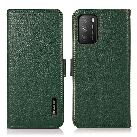 Coque Portefeuille Livre Cuir Etui Clapet B03H pour Xiaomi Poco M3 Vert