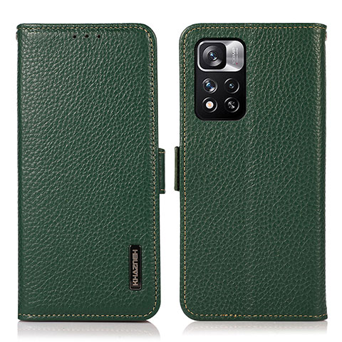 Coque Portefeuille Livre Cuir Etui Clapet B03H pour Xiaomi Poco X4 NFC Vert