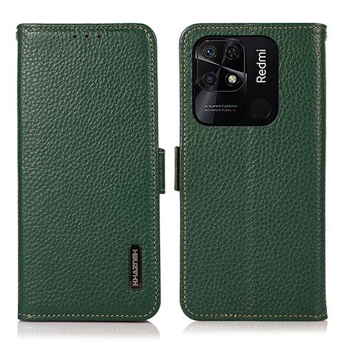 Coque Portefeuille Livre Cuir Etui Clapet B03H pour Xiaomi Redmi 10 Power Vert