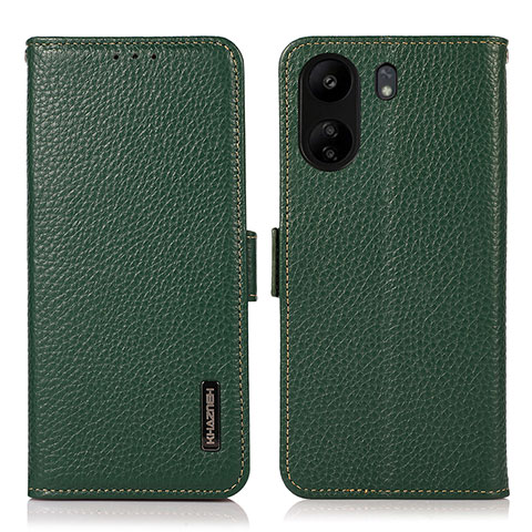 Coque Portefeuille Livre Cuir Etui Clapet B03H pour Xiaomi Redmi 13C Vert