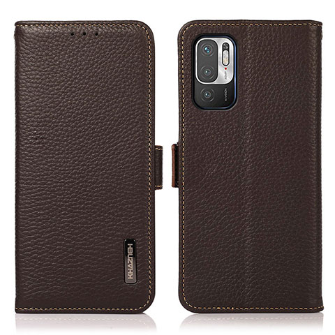 Coque Portefeuille Livre Cuir Etui Clapet B03H pour Xiaomi Redmi Note 10 5G Marron