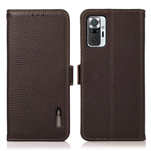 Coque Portefeuille Livre Cuir Etui Clapet B03H pour Xiaomi Redmi Note 10 Pro 4G Marron