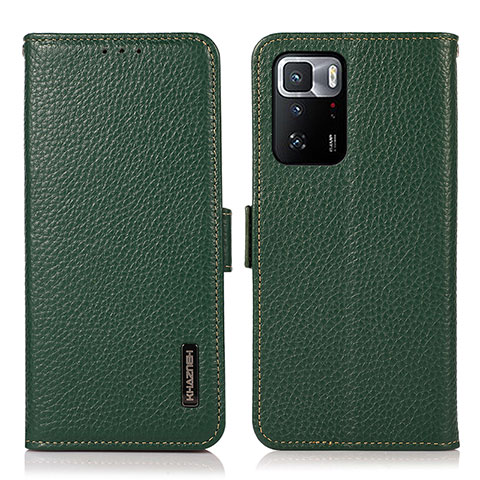 Coque Portefeuille Livre Cuir Etui Clapet B03H pour Xiaomi Redmi Note 10 Pro 5G Vert