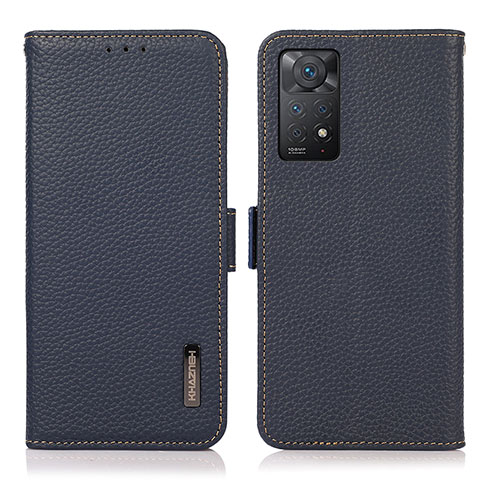 Coque Portefeuille Livre Cuir Etui Clapet B03H pour Xiaomi Redmi Note 11 Pro 5G Bleu