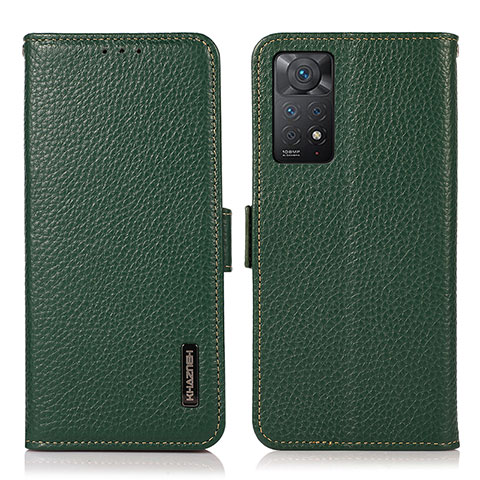 Coque Portefeuille Livre Cuir Etui Clapet B03H pour Xiaomi Redmi Note 11 Pro 5G Vert