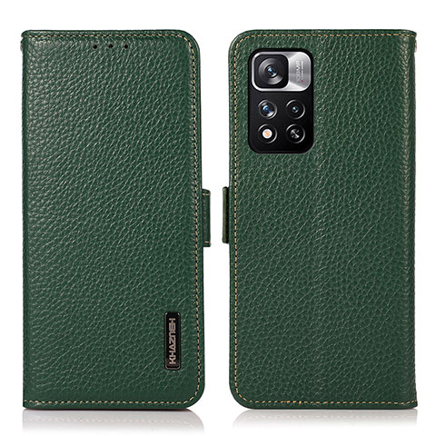 Coque Portefeuille Livre Cuir Etui Clapet B03H pour Xiaomi Redmi Note 11 Pro+ Plus 5G Vert