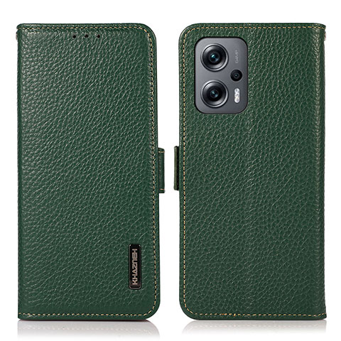 Coque Portefeuille Livre Cuir Etui Clapet B03H pour Xiaomi Redmi Note 11T Pro+ Plus 5G Vert