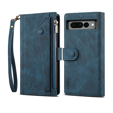 Coque Portefeuille Livre Cuir Etui Clapet B03S pour Google Pixel 7 Pro 5G Bleu