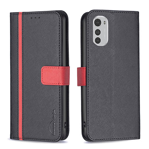 Coque Portefeuille Livre Cuir Etui Clapet B04F pour Motorola Moto E32 Noir