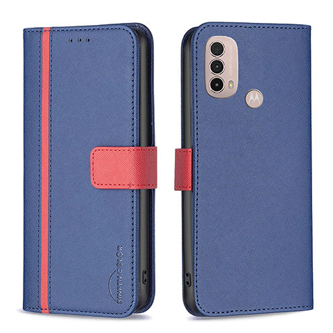 Coque Portefeuille Livre Cuir Etui Clapet B04F pour Motorola Moto E40 Bleu