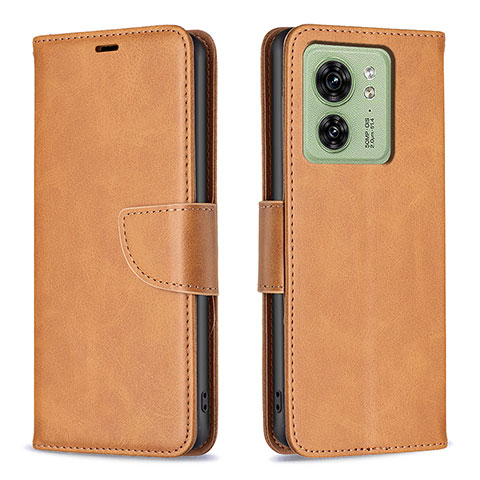 Coque Portefeuille Livre Cuir Etui Clapet B04F pour Motorola Moto Edge (2023) 5G Brun Clair