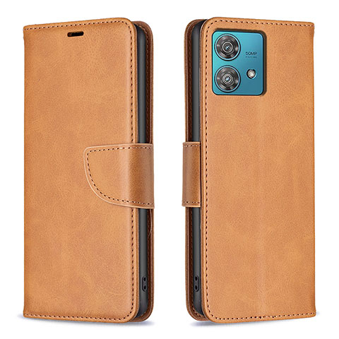 Coque Portefeuille Livre Cuir Etui Clapet B04F pour Motorola Moto Edge 40 Neo 5G Brun Clair