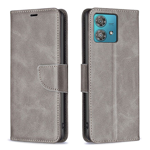 Coque Portefeuille Livre Cuir Etui Clapet B04F pour Motorola Moto Edge 40 Neo 5G Gris