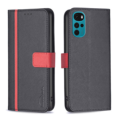 Coque Portefeuille Livre Cuir Etui Clapet B04F pour Motorola Moto G22 Noir