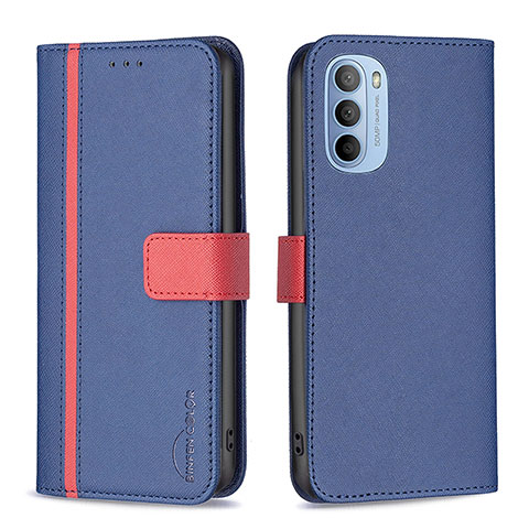 Coque Portefeuille Livre Cuir Etui Clapet B04F pour Motorola Moto G31 Bleu