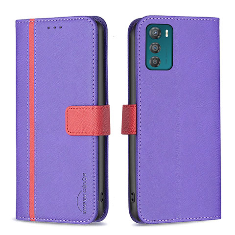 Coque Portefeuille Livre Cuir Etui Clapet B04F pour Motorola Moto G42 Violet