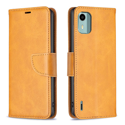 Coque Portefeuille Livre Cuir Etui Clapet B04F pour Nokia C12 Brun Clair