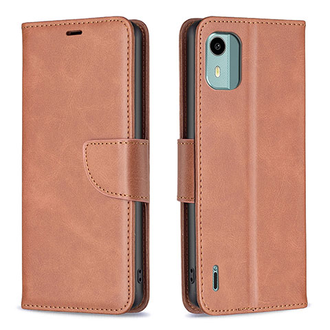 Coque Portefeuille Livre Cuir Etui Clapet B04F pour Nokia C12 Pro Marron