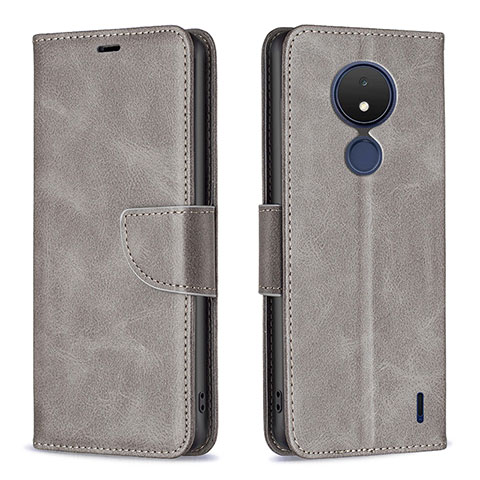 Coque Portefeuille Livre Cuir Etui Clapet B04F pour Nokia C21 Gris