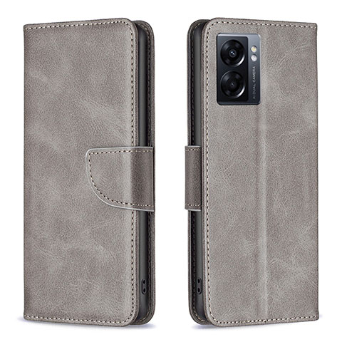 Coque Portefeuille Livre Cuir Etui Clapet B04F pour Oppo A57 5G Gris