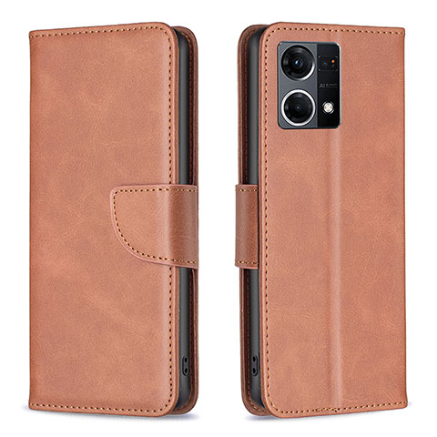 Coque Portefeuille Livre Cuir Etui Clapet B04F pour Oppo F21 Pro 4G Marron