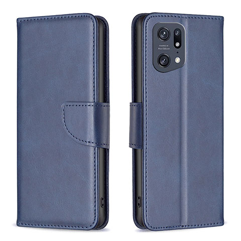 Coque Portefeuille Livre Cuir Etui Clapet B04F pour Oppo Find X5 Pro 5G Bleu