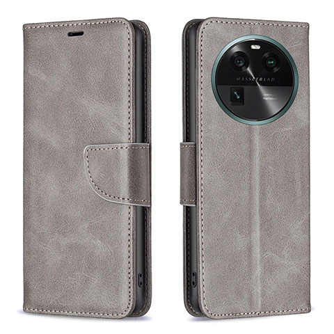 Coque Portefeuille Livre Cuir Etui Clapet B04F pour Oppo Find X6 5G Gris